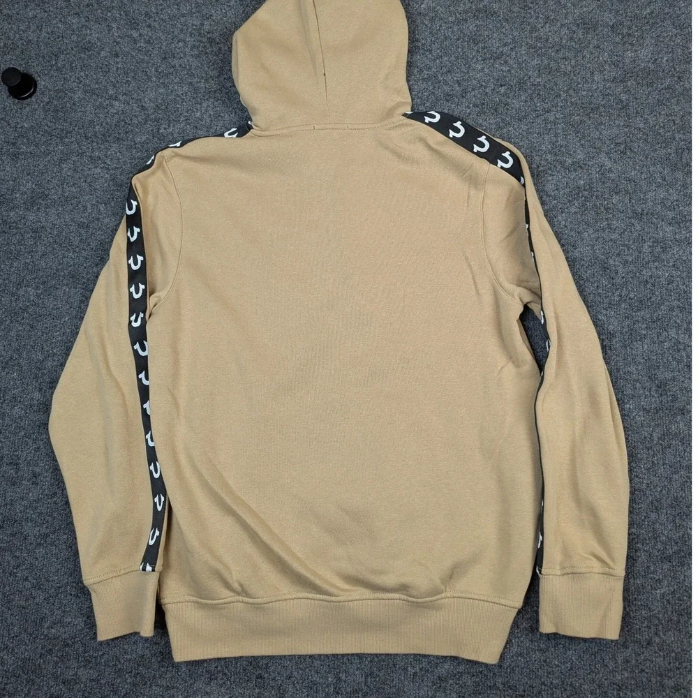 True Religion Arch TR Taping Pull Hoodie Tan Beige Horseshoe Logo Mens L